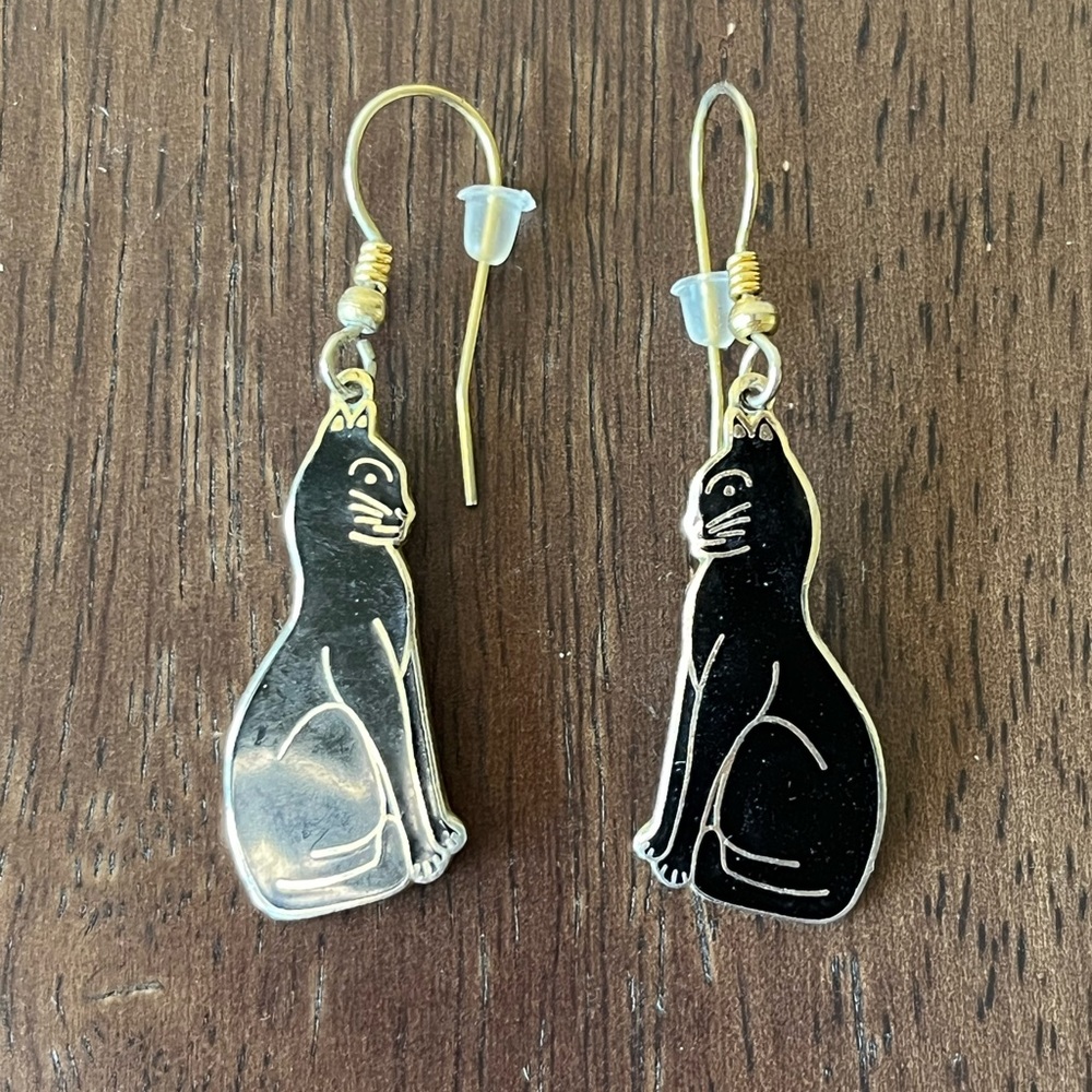 Vtg Reo Black Cat Earrings
